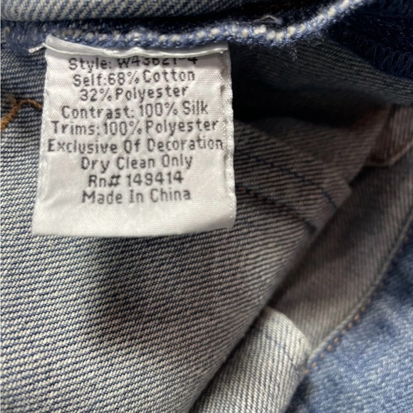 Johnny Was Workshop Bandana Patched Denim Jean Jacket Embroidered Silk Medium - Picture 11 of 13